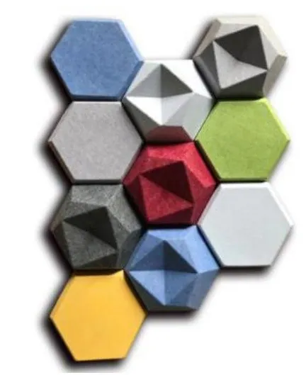 Silentical 3D Hexagon Polyester Fiber Acoustic Tiles
